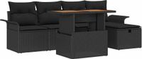 vidaXL Tuinbank Set 6-delig Zwart Polyrattan