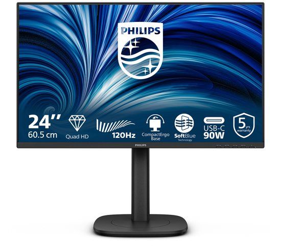 Philips 24B2U3601 computer monitor 60,5 cm (23.8") 2560 x 1440 Pixels Quad HD LCD Zwart