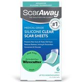 ScarAway Sheets de silicone transparentes – Pour cicatrices nouvelles et existantes – 6 feuilles – 3,8 x 7,6 cm