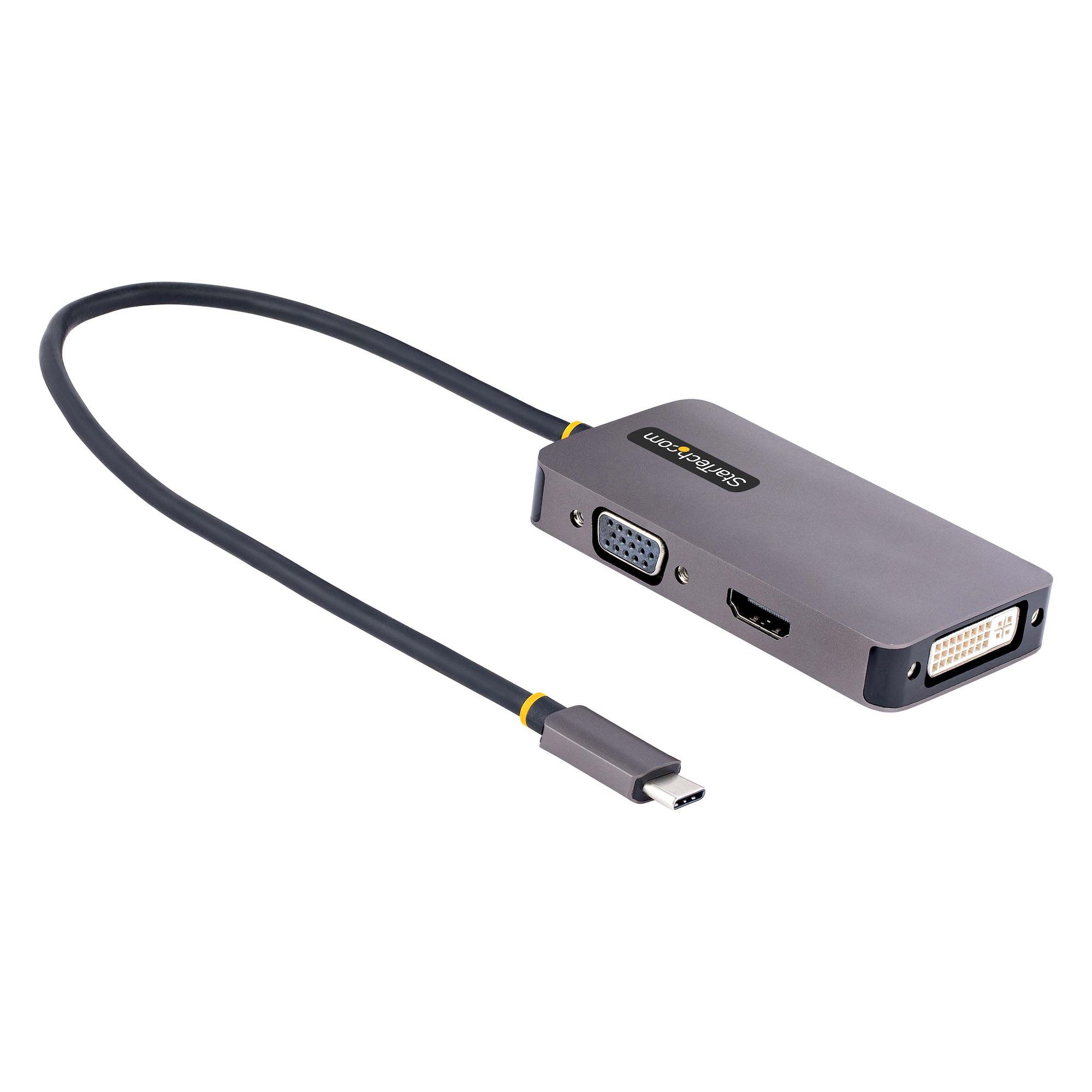 StarTech.com USB-C naar HDMI DVI VGA Adapter - 4K 60Hz - Grijs