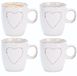 Siaki Koffiemokken set Heart - 4x - wit - 150 ml - mokken - met tekst - keramiek - giftset