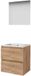 Basic Line Ultimate 46 Badkamermeubelset - 60 x 46 cm - Greeploos - 2 Lades - Keramische Wastafel - 1 Kraangat - Spiegel met Indirecte LED Verlichting - Whisky Oak