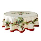 Benson Mills Kerst linten ontworpen bedrukte stof tafelkleed, winter, vakantie en kerst tafelkleed (70 inch rond, kerstlinten)