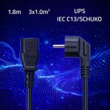 Qoltec Power Cable | SCHUKO CEE 7/7 (E/F) Plug | IEC C13 | 3x1.0 mm² | Pure Copper | 1.8 Million