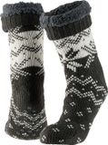 Apollo Chaussettes d'intérieur/chaussons imprimé nordique - gris - hommes - doublure polaire - taille 42-47 - extra chaud