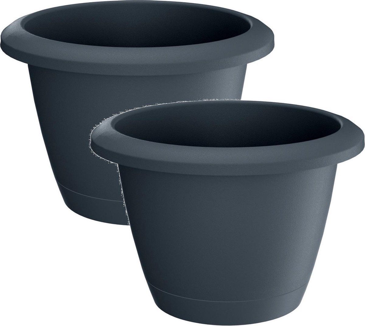 Prosperplast Respana Bloempotten/Plantenpotten - 24 cm - Antraciet - 2 Stuks