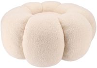 DK design Bloemen Poef - teddy - zandkleur - 65 x 30 cm - rond - woondecoratie