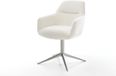 Chaise de salle à manger Pejo-Flex pied croisé acier inoxydable bouclé beige doux pivotant à 360° fonction bascule noyau à ressorts ensachés