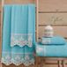 PETTI Artigiani Italiani - Serviettes de bain en tissu éponge 100% coton, set de serviettes 1 + 1, 2 pièces, 1 gant de toilette et 1 serviette, turquoise