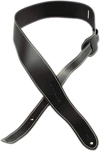 Martin 18A0046 slim lederen gitaarriem met naad, 6,4 cm breed, zwart