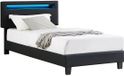 IDIMEX Stoffen bed BENITO 90x200 cm, led-verlichting, zwart kunstleer
