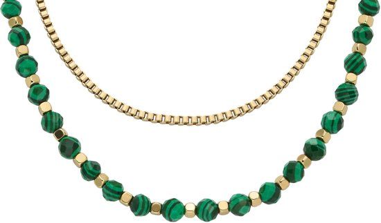 Fossil JA7246710 Dames Collier - Goudkleurig - Layerketting - Staal - 45 cm