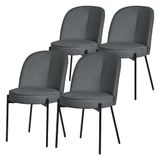 ML-Design Eetkamerstoelen set van 4 antraciet met rugleuning, gestoffeerde stoelen voor eetkamer & keuken