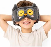 Reiskussen Relaxeazzz Reiskussen met masker - Winston de uil - Dierenprint - Grijs