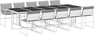 vidaXL Ensemble de jardin 11 pièces avec coussins textilène blanc