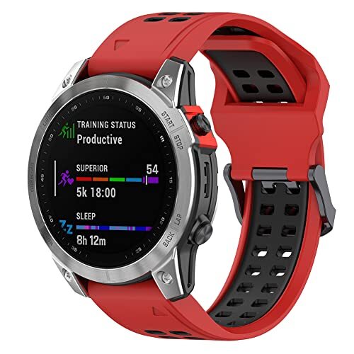 Tyogeephy Horlogebandje voor Amazfit Falcon horlogeband, sportarmband, polshorloge, siliconen armband, reservearmband, polsband voor Amazfit Falcon, Rood Zwart, 22 mm