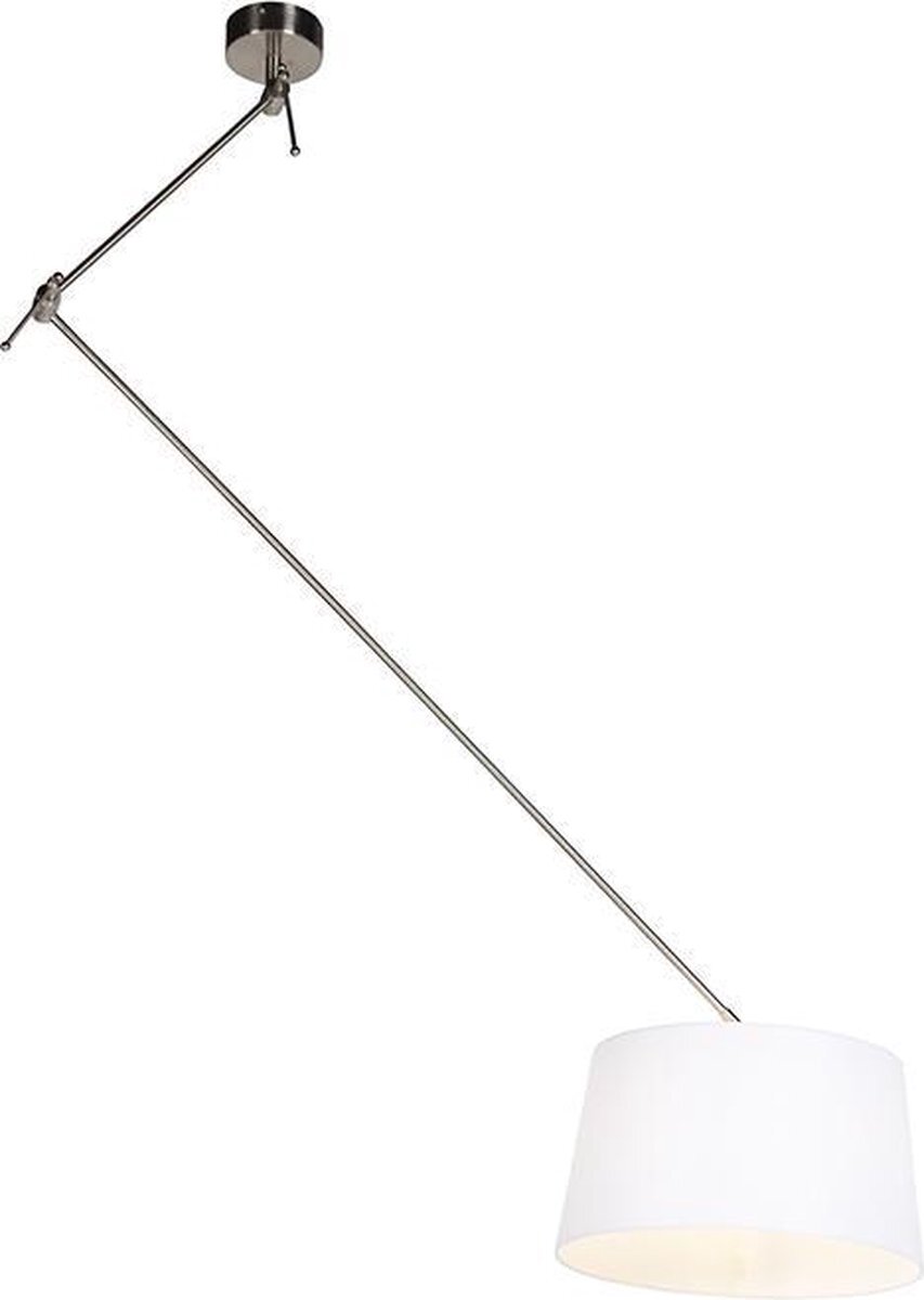 QAZQA blitz - Landelijkee Hanglamp met kap - 1 lichts - L 380 mm - Wit - Woonkamer | Slaapkamer | Keuken