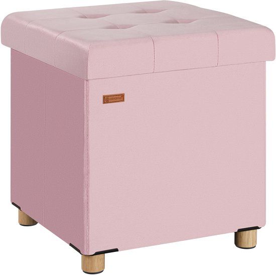 Casaria Voetenbankje - Houten poten 40L Opbergruimte 38x38x42cm - Roze