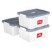 Cetomo 35L x 3 opbergdozen, plastic opbergdoos met deksels, organiserende container met handvat en veilige vergrendelende gespen, stapelbaar, nestbaar, draagtas voor thuiskantoor kleding, 35L-3Pack