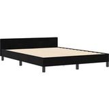 Lit double, lit adulte, cadre de lit avec tête de lit noir 140 x 190 cm velours CFW7633642