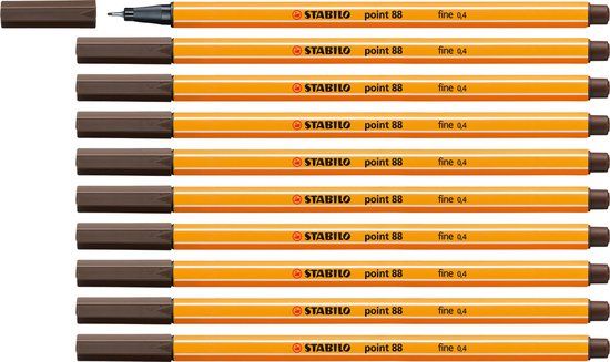 STABILO point 88 Fineliner - Umber Bruin - 0.4 mm - 10 stuks