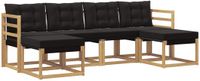 vidaXL - Bank loungeset - 6 zitplekken - Wit en zwart - Acacia hout