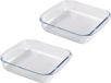 Chef Traiteur Plat à four en verre borosilicaté - 2x - carré - 1.8 Litre - 24 x 22 x 6 cm