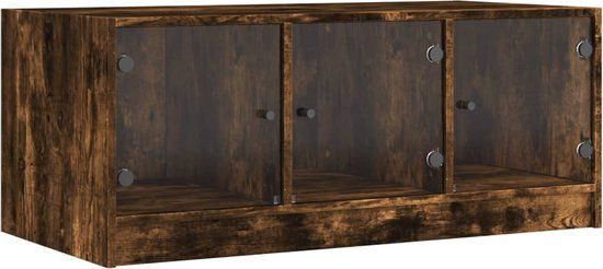 VidaXL Salontafel met glazen deuren 102x50x42 cm gerookt eikenkleurig