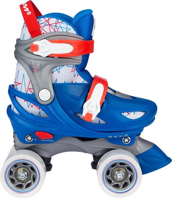Nijdam Rolschaatsen Verstelbaar - Geo Metricker - Blauw/Rood - Maat 33-36