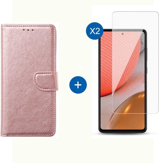 BixB Samsung Galaxy A72 Book Case - Rose Gold - Includes 2x Screen Protectors