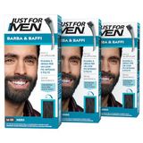 Just for Men Baard & snor M55 Baardkleur voor heren, kleur zwart, kleuring, verwijdert grijs haar, met applicatorkam - M55 (3 stuks)