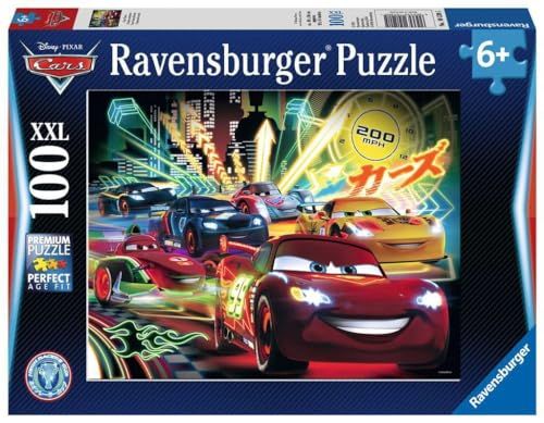 Ravensburger Kinderpuzzel - 10520 Cars Neon - Disney Cars Puzzel voor Kinderen vanaf 6 Jaar, met 100 Stukjes in XXL-formaat