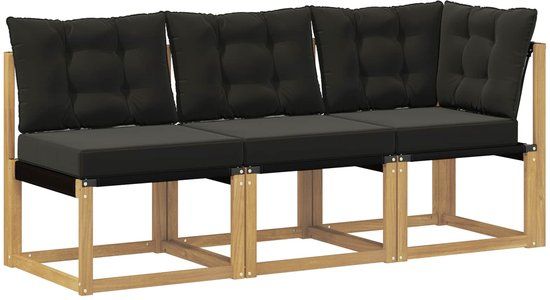 vidaXL - 3-delige Outdoor Midden- en Hoekbank Wit