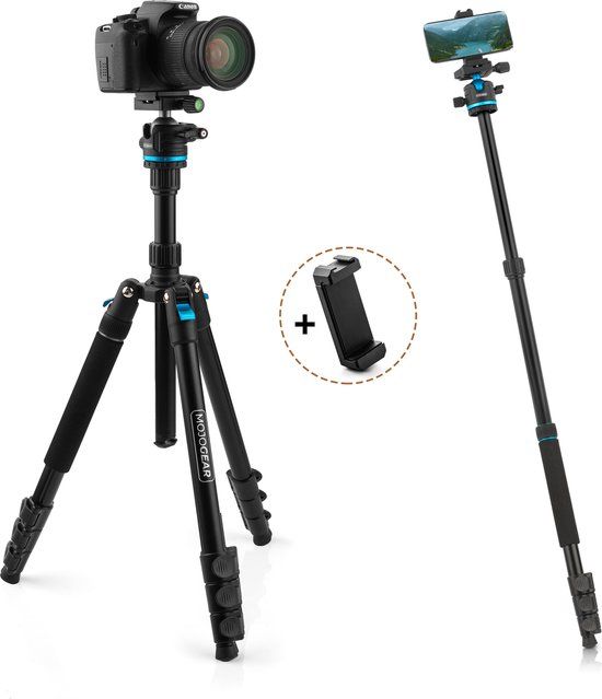 MOJOGEAR Swift 175cm Tripod with Monopod for Camera & Smartphone - Black/Blue