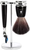 MÜHLE - Scheerset 3-delig - Black Fibre en Gillette Fusion - Handvatten kunsthars Zwart - Rytmo