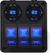 ProRide Schakelpaneel 12V voor Auto/Boot - USB Stopcontact 4 Poorten met Schakelaar/Voltmeter - QC3.0 - DS2120B - 3 schakelaars - Blauw