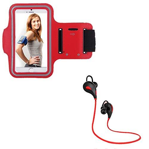 Shot Case Sportset voor Wiko Y60 Smartphone (Bluetooth sport-hoofdtelefoon + manchetten) lopen T6 (rood)