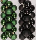 Decoris Kaemingk B.V. 32x Kunststof Kerstballen Mix Donkergroen & Zwart 4 cm