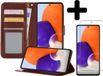 LUQ Samsung Galaxy A72 5G Book Case - Brown - Includes Screen Protector