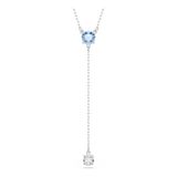 Swarovski Stilla Attract y-ketting, Ronde slijpvorm, Blauw, Rodium toplaag