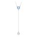 Swarovski Stilla Attract y-ketting, Ronde slijpvorm, Blauw, Rodium toplaag