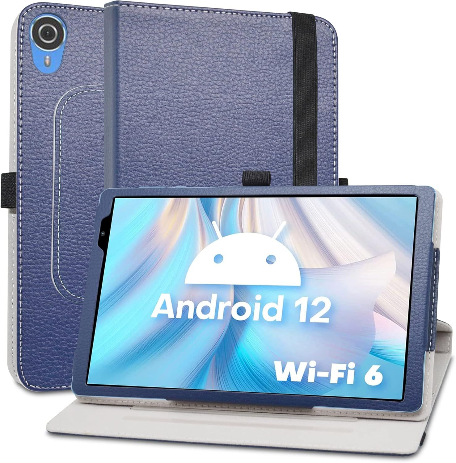 NONE 360 Tablet Rotary Case P25T 10,1 inch PU lederen standaard Blauwe beschermhoes Opvouwbare hoes voor zakelijke tablet
