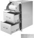 Latios Buitenkeuken Ladekast - Inbouw 3-ladig - RVS - Voor BBQ/Grill Eiland - Met Keukenrolhouder - Weerbestendig - Met Handgrepen