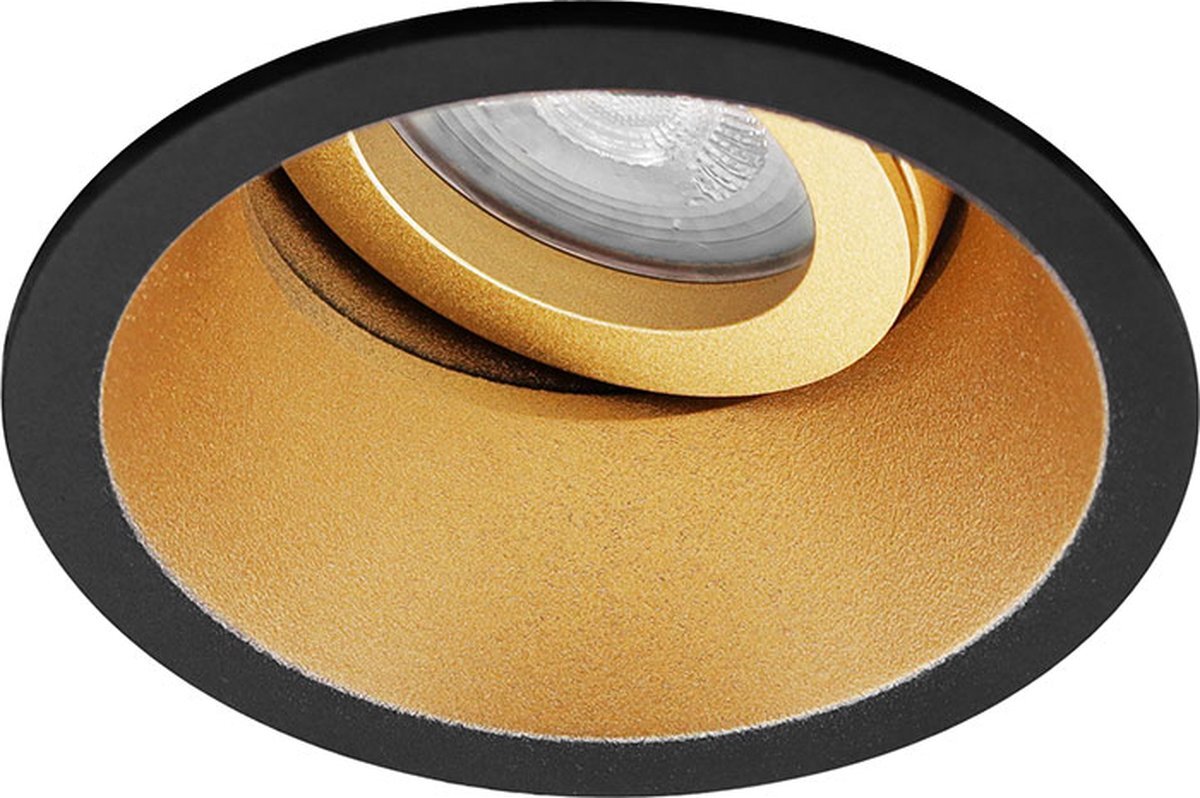 RTM Lighting Premium Inbouwspot Jaxx Zwart/goud Verdiepte ronde spot Warm Wit (3000K) Met Philips LED