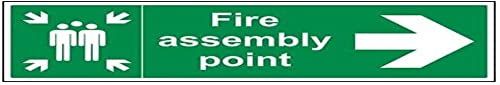 VSafety 17022BP-R Fire Exit Sign, Arrow, Rigid Plastic, Landscape, 600mm x 200mm, Green