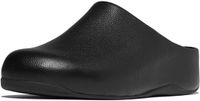 FitFlop Shuv Tumbled-Leather Clogs ZWART - Maat 36
