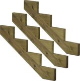 Vinuovo Set van 3 houten trappalen voor tuintrappen, 4 treden, 68 cm hoog