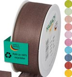 Halbach Seidenbänder Cadeaulint, breedte 40 mm, lengte 25 m, lint made in Germany, cadeaulinten in verschillende kleuren en breedten, perfect voor verpakking en decoreren, kleur: donkerbruin