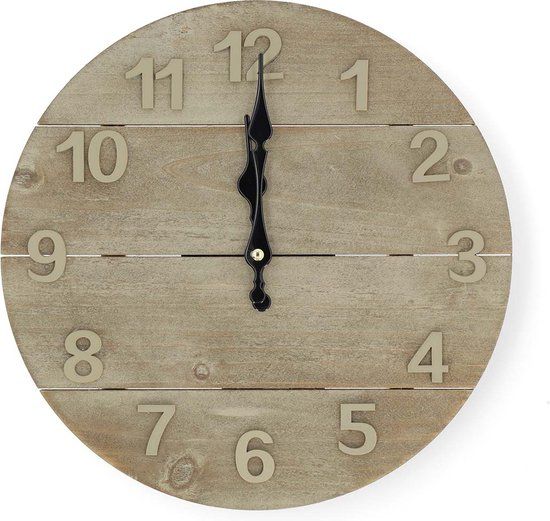 Nedis Wandklok - 30 cm - Hout - Beige/Bruin - Modern