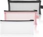 Merkloos Housse en nylon mesh grande capacité papeterie stylo trousse filles adolescents bureau gris-blanc-rose style moderne trousse à crayons